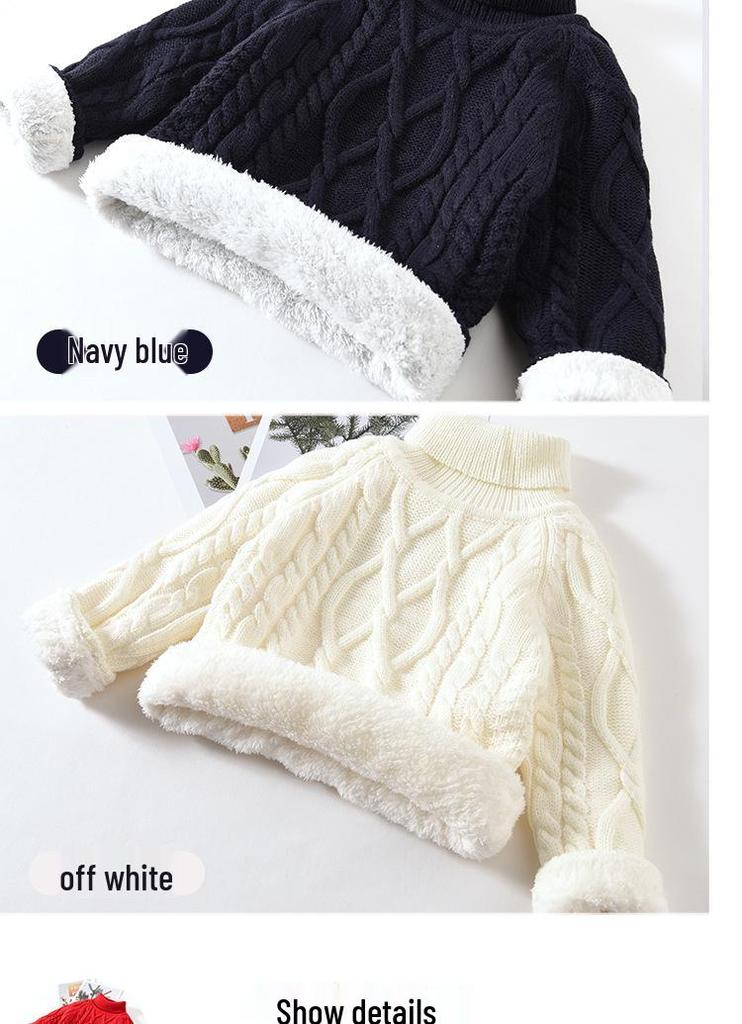 Children's Plus Velvet Thick Knit Sweaters: Boys, Girls, Infants - Warm Base Layer for Autumn and Winter