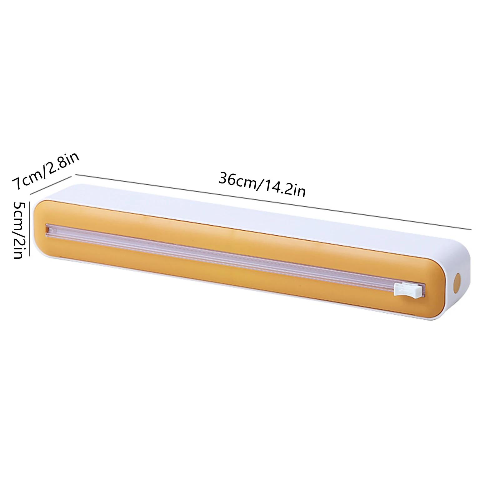 

Wrap Film Dispenser Magnetic Food Cling Film Dispenser With Cutter Storage Box Aluminum Foil Stretch Film Cutter Kitchen Tool жовтий