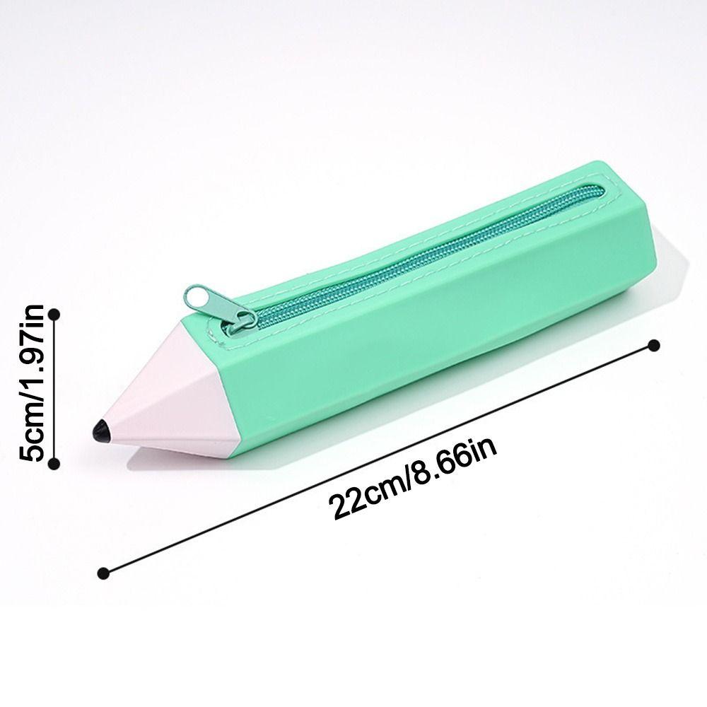 Pencil Shape Pen Bag Silicone Stationery Organizer Multi-functional Stationery Pouch  Gift