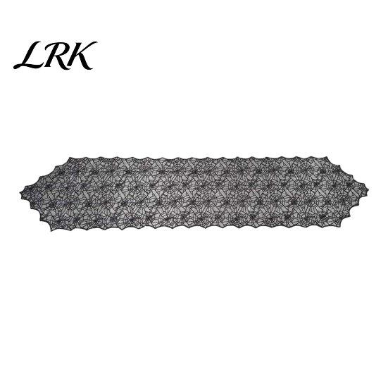 Stain-resistant Table Runner Halloween Spider Web Runner, Dining Black Fabric Stain Resistant Hollow Party Decoration Long