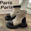 Super fire Martin boots women's autumn and winter new old denim locomotive boots thick-soled ins versatile short boots