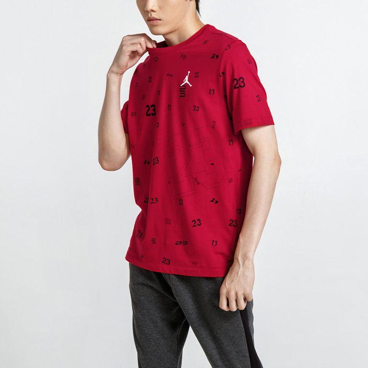 Jordan T Shirts Men's Red Crew Neck Moderate Straight Fit AT0551-687