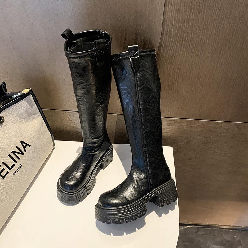 Dámské vysoké boty 2025 nové boty jezdecké boty silná podrážka vysoké