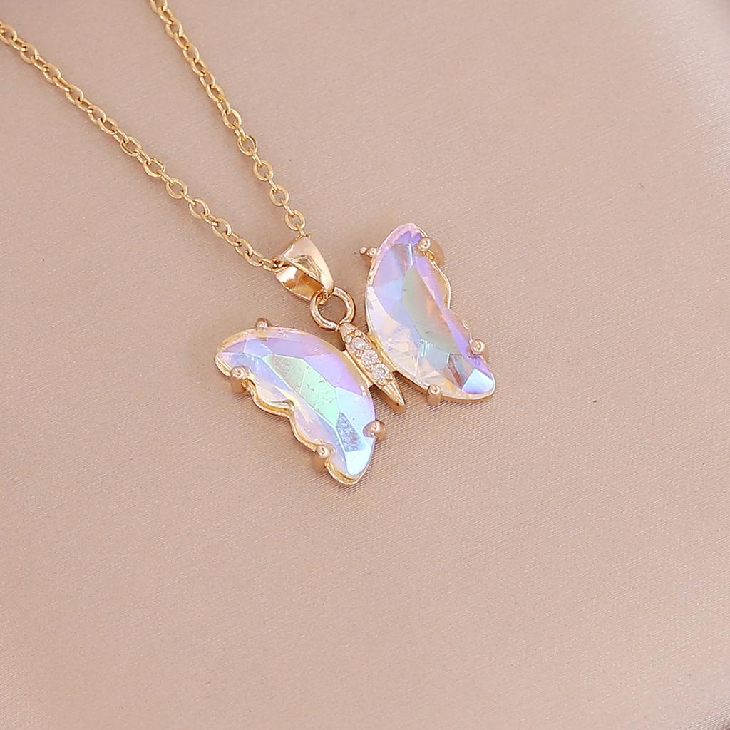 European American New Style Gradient Butterfly Necklace For Women Fashion Stainless Steel Jewelry Personalized Clavicle Chain
