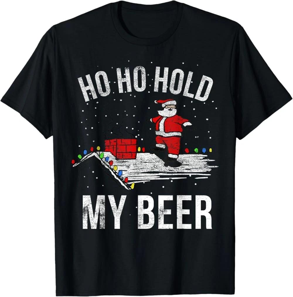 Christmas Ho Ho Hold My Beer Skateboard Roof Santa Funny T-Shirt XXXXL