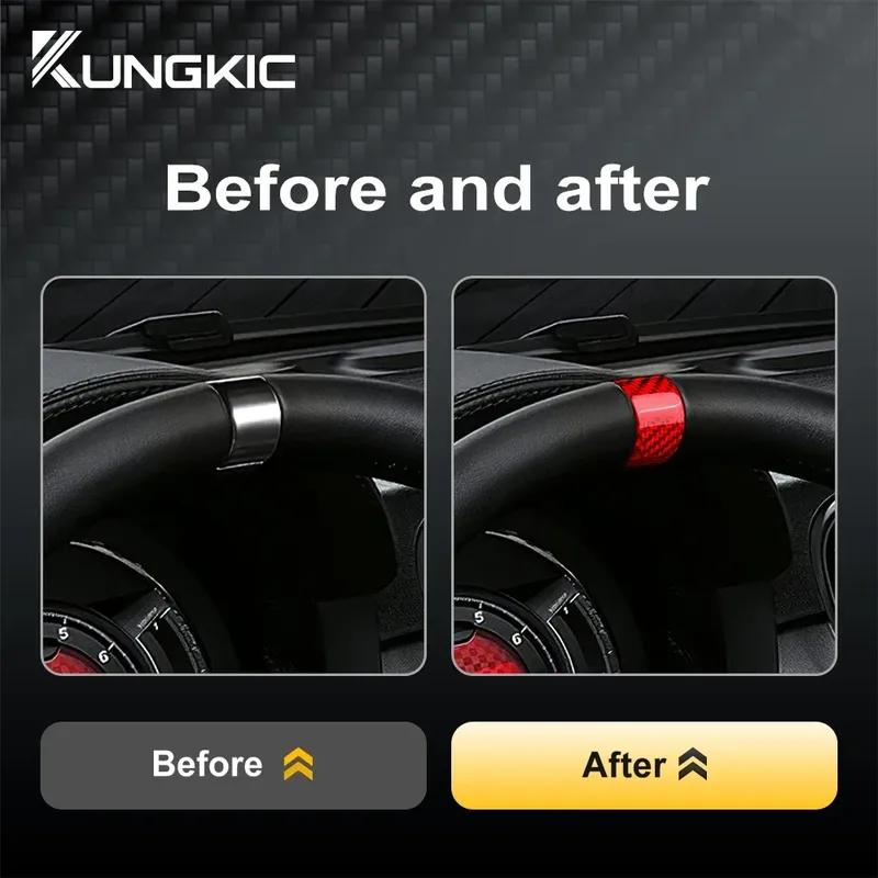 For Fiat 500 Abarth 595 695     Real Hard Carbon Fiber Trim Sticker Car Steering Wheel Ring Accessories