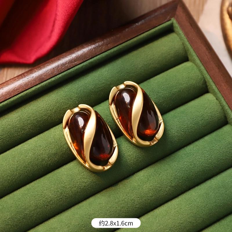 Retro Medieval Style Earrings, Colorful Treasures, Glazed Pearl Earrings, Exaggerated Court Style, Niche Personality, Baroque Stud Earrings for Women