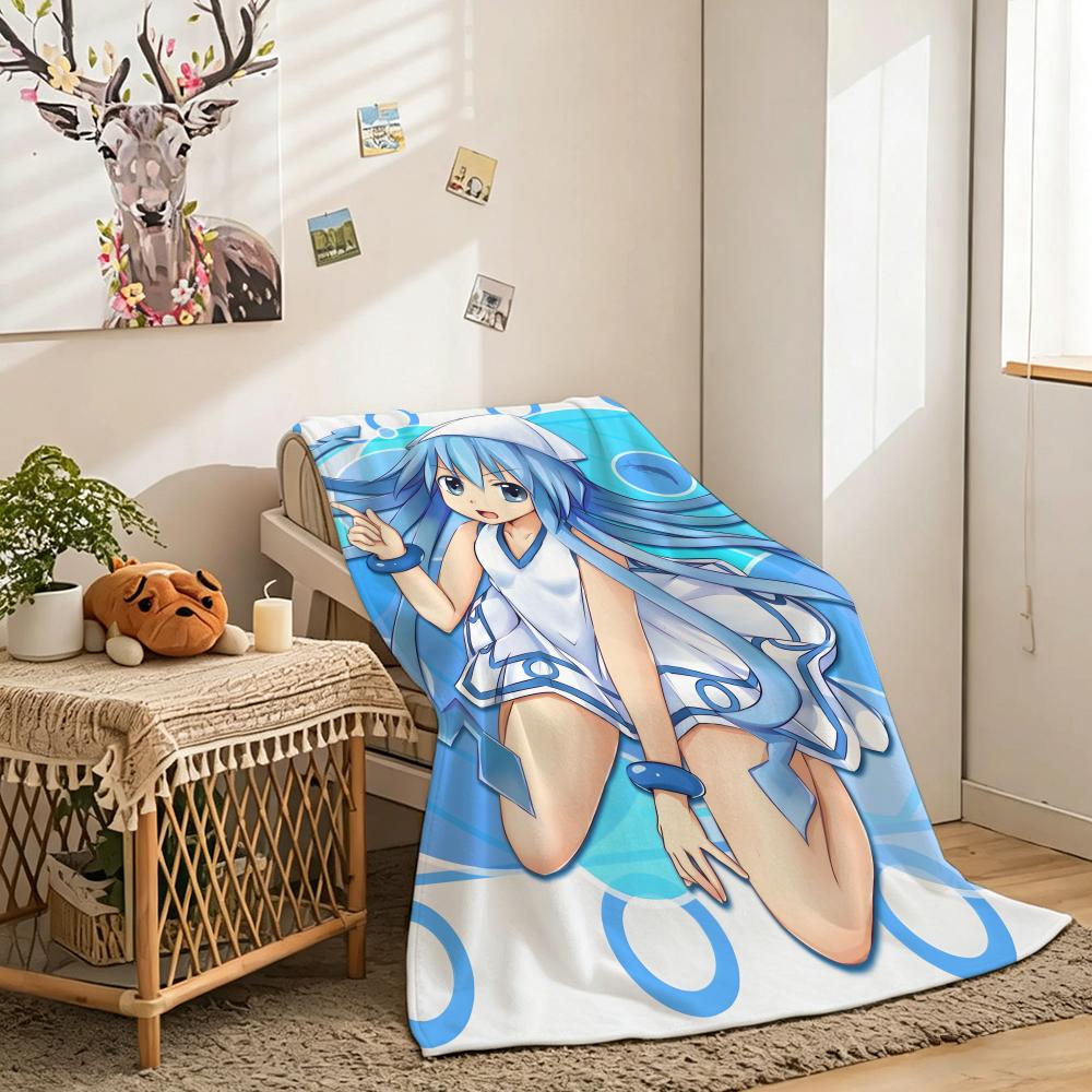 Squid Girl Throw Lightweight 240g Flannel Blanket Soft Skin-friendly for Summer Cooling