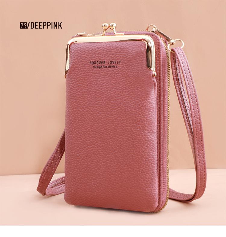 2025 Women's Korean Style Lychee Grain Large Capacity Crossbody Phone Bag & Wallet.