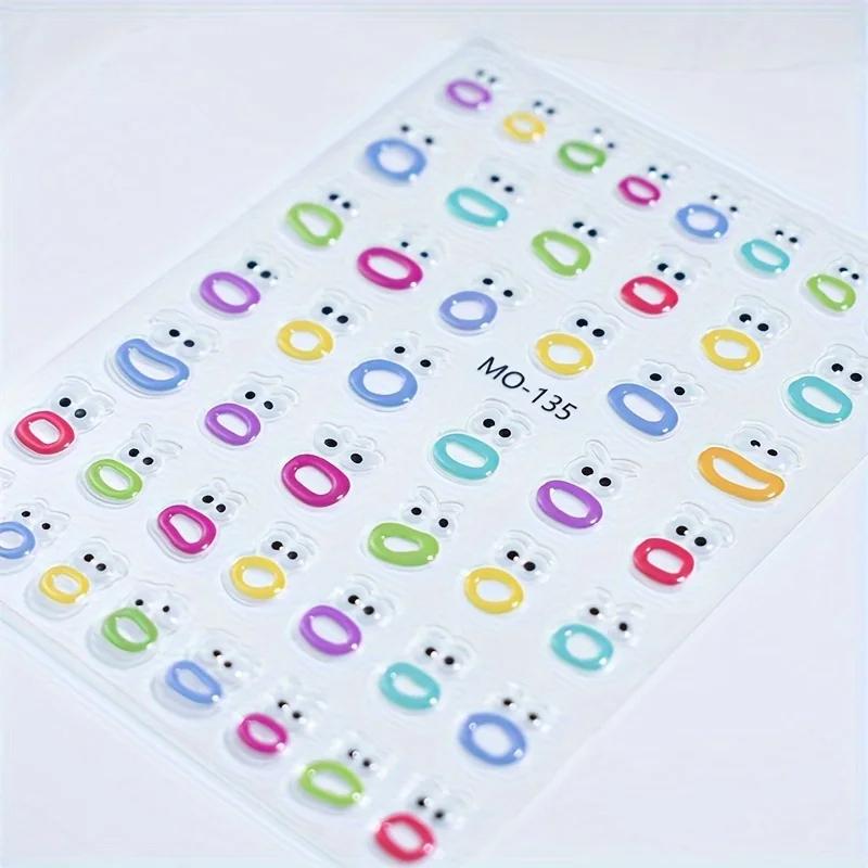 1/5/10Pcs Interesting Nail Art Stickers, Cute Jelly 2D Scrapbooking Stickers, DIY Waterproof Stickers