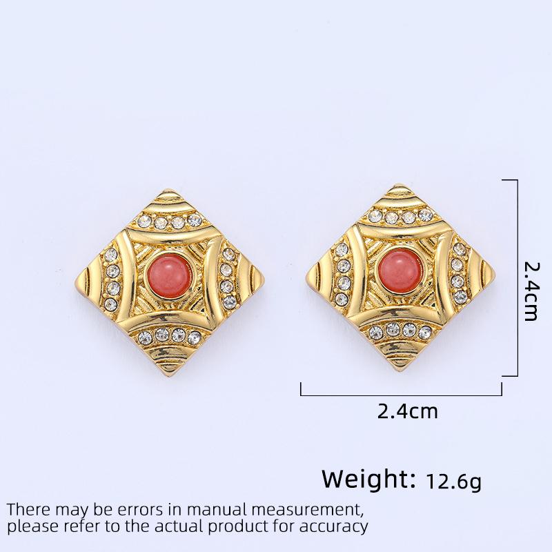 Women's Light Luxury Design Elegant Vintage Geometric Square Earrings Fashionable And Versatile Niche Design Earrings