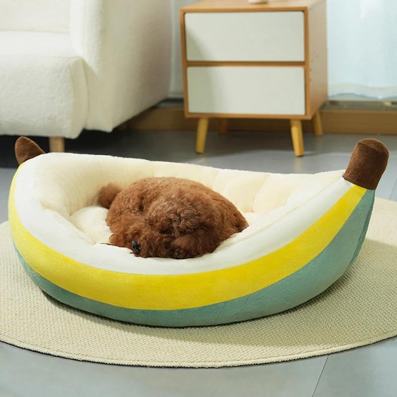 Winter Warm Cat Bed Banana-shaped Cat Sleeping Nest Cute Pet Bed for Cats Small Medium Dogs Detachable Kitten Bed Pet Supplies