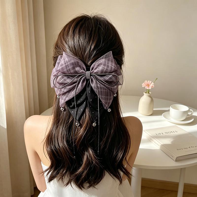 Handmade Chiffon Floral Bow Ponytail Clip for Voluminous Hair