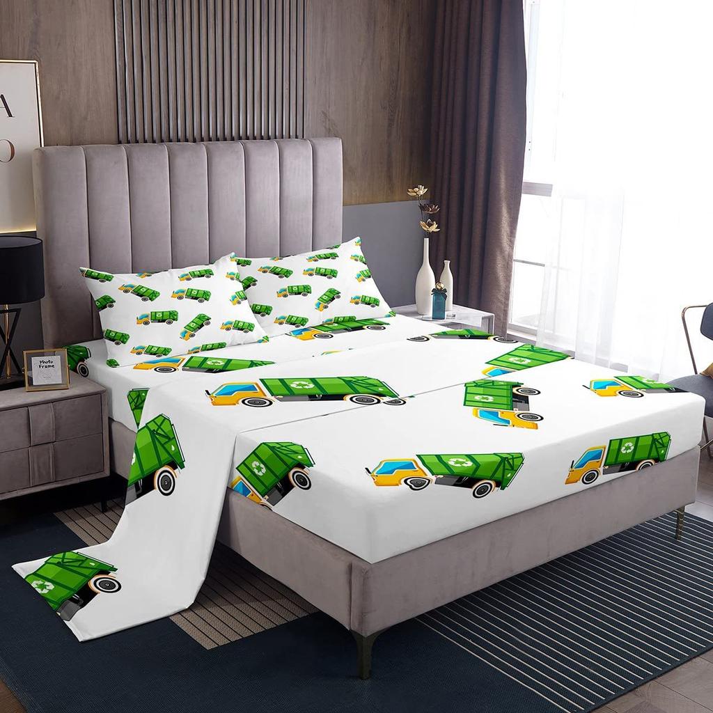 Dog Footprint Bone Pattern Bed Hat Four-piece Bedding Set Bedroom Dormitory Bedding Decoration