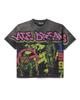 T-shirt Oversize Streetwear Retrò Americana con Stampa Scura e Effetto Usurato