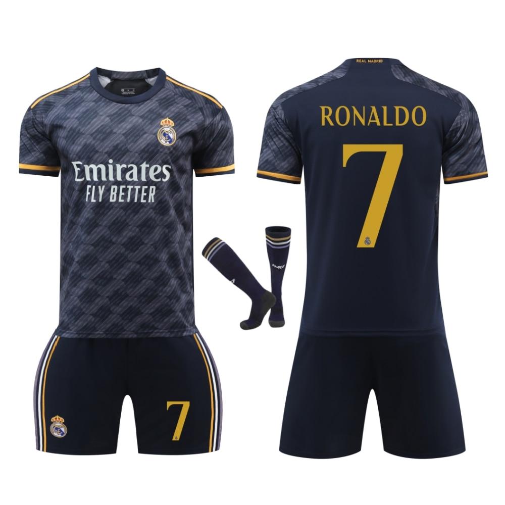 Dětský fotbalový dres Real Madrid Ronaldo Sada Černá 150-160cm Polyester Sportovní oblečení