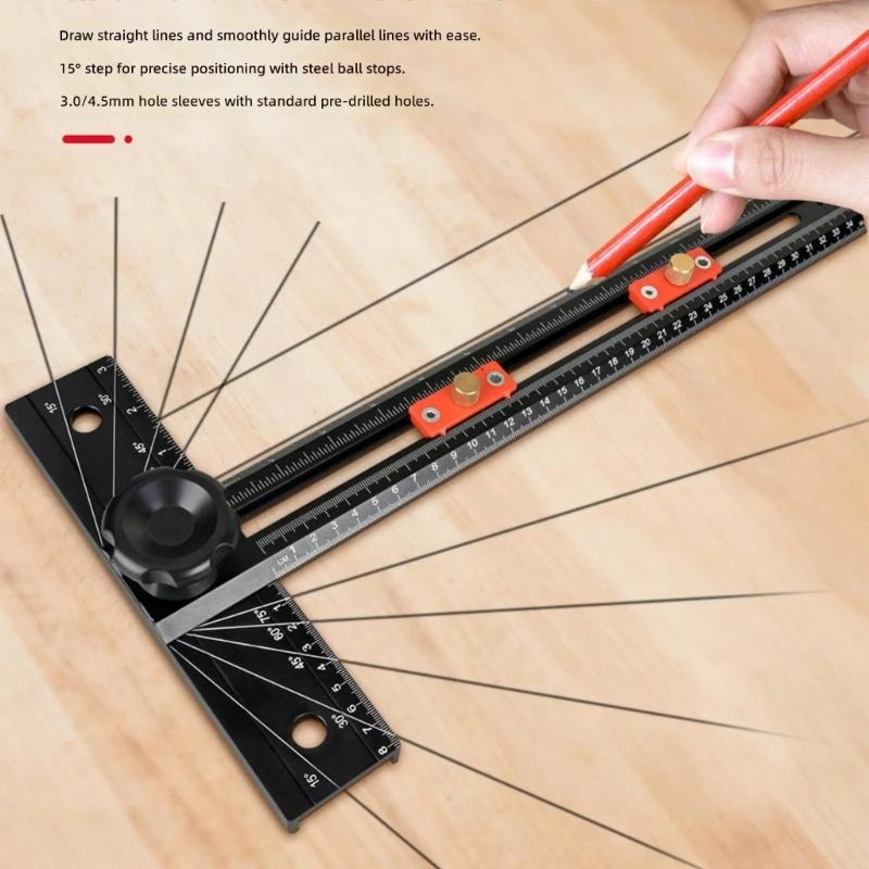 Aluminum T Square For Woodworking With Automatic Locking Feature And Multiple Angles Measurement Tool Precisions Ruler
