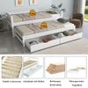[29596364WAA] Cama de Dia, Cama de Solteiro e Casal, Cama Auxiliar com Rodízios por Baixo, com 2 Gavetas de MDF, Estrutura de Madeira Maciça, Branco (200x90cm/190x90cm)