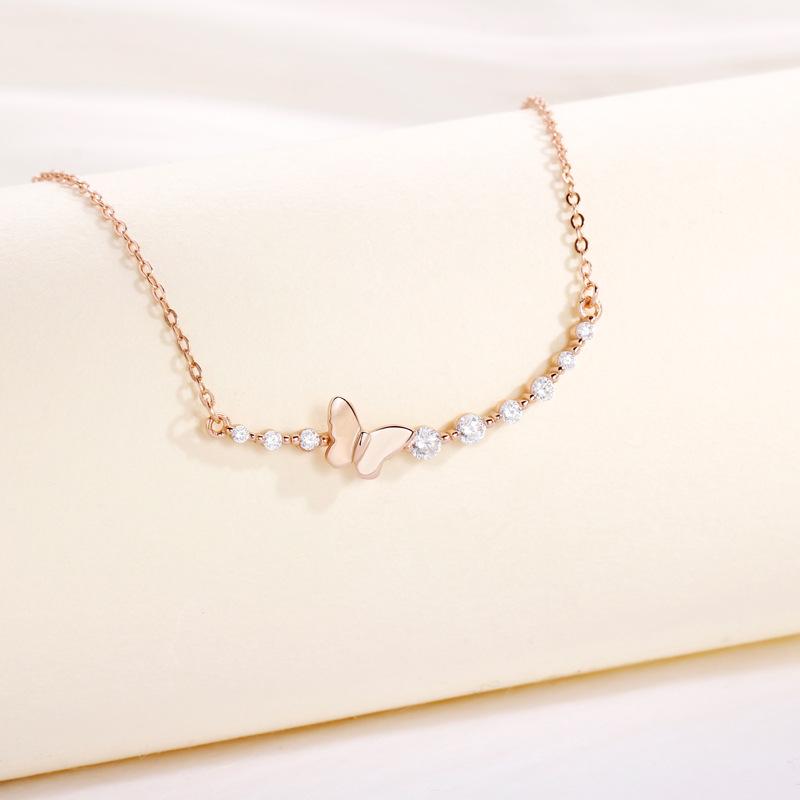 Elegant 925 Sterling Silver Butterfly Necklace: Versatile, Fashionable, and Stylish Clavicle Chain for Women