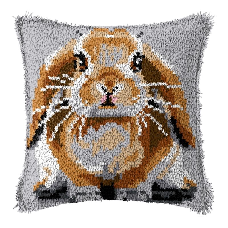 Diy Latch Hook Duck Rabbit Cushion Pillowcase Canvas Crocheting Carpet Embroidery Pillow Latch Hook Kit Knitted Knot Carpet Deco