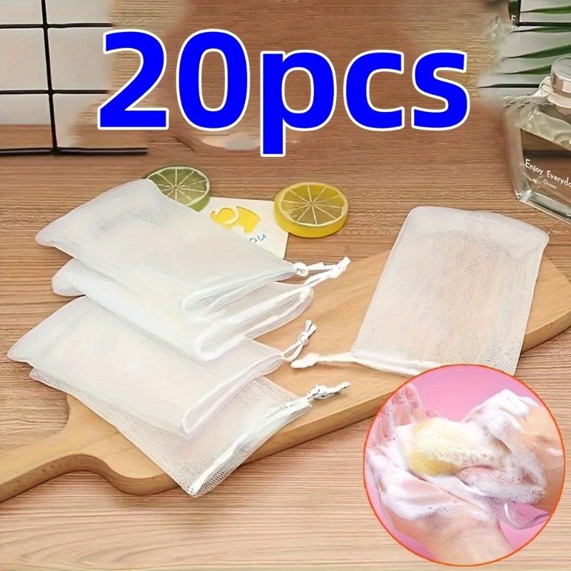 10/20pcs Soap Bubble Net Bags, Facial Cleanser Foam Net Soap Bags, Soap Net Bags, Storage Bags with Drawstring Rack