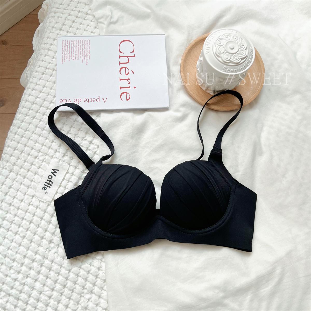 

Female Summer Sexy Small Breast Gathers No Underwire To Prevent Droop To Support Adjust Type Underwear 32/70AB чёрный