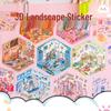 Creative 3D Landscaping Stickers for Girls' Journals, DIY Decals, Miniature Houses & Scenes