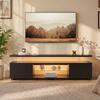 Suporte de TV para TV de 60 Polegadas LED Centro de Entretenimento para Jogos Mesa Console com Armazenamento de Mídia e Grande Armário Lateral para Sala de Estar( Preto)
