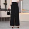 High-Waist Wide-Leg Drapey Pants for Middle-Aged & Elderly Women - Casual, Loose, Straight-Leg Fit for Spring & Autumn