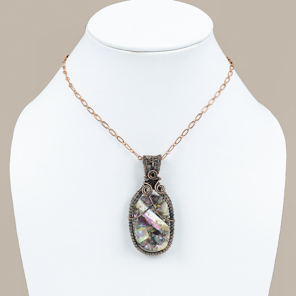 Titanium Druzy Handmade Copper Wire Wrap Jewelry Pendant 2.8 F7c12