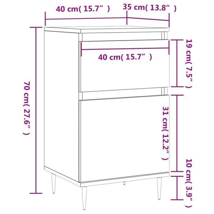 VidaXL Buffets 2 Pcs White 40x35x70 Cm Engineered Wood 831133