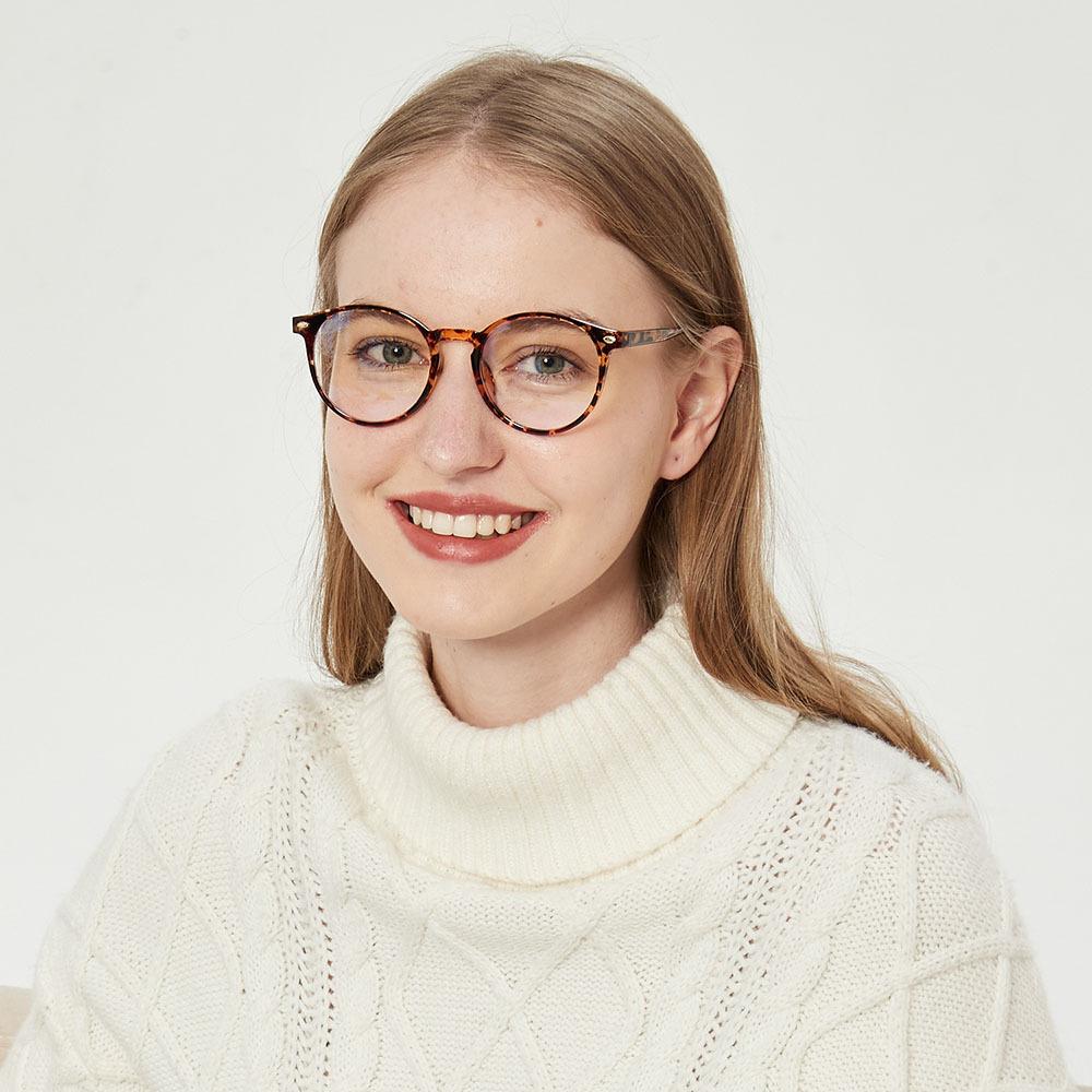 Tr8840 Retro Round Summer Transparent Color Flat Mirror Women, Memory Frame Glasses Men