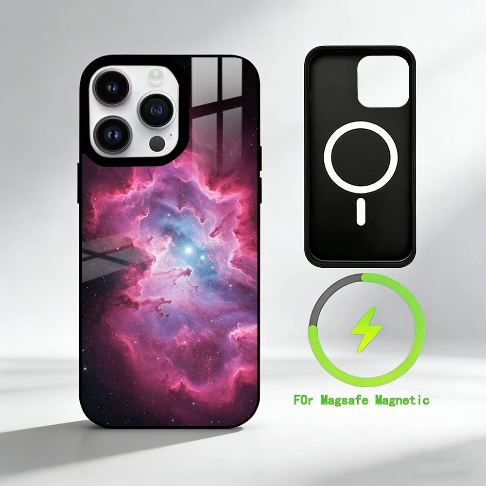 G-galactic nebula Phone Case For iPhone 17 16 15 14 13 12 Pro Max Plus for Mirror Wireless Magnetic Cover