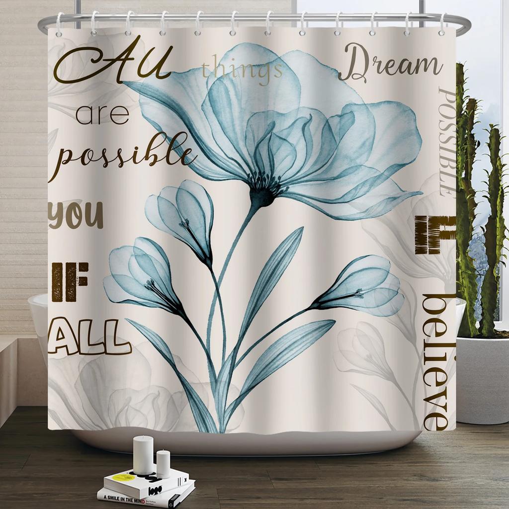 Rustic Sunflower Daisy Shower Curtain Butterfly Floral Vintage Country Farmhouse Flower Wooden Board Waterproof Bathroom Curtain