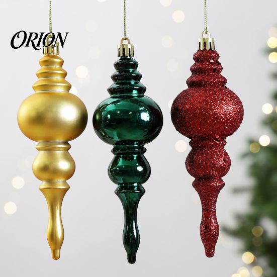 Retro European Style Hanging Decor 6 Pcs Finial Drop Christmas Ornament, Glitter Shatterproof Plastic Matte Texture Ornaments Tree Decoration