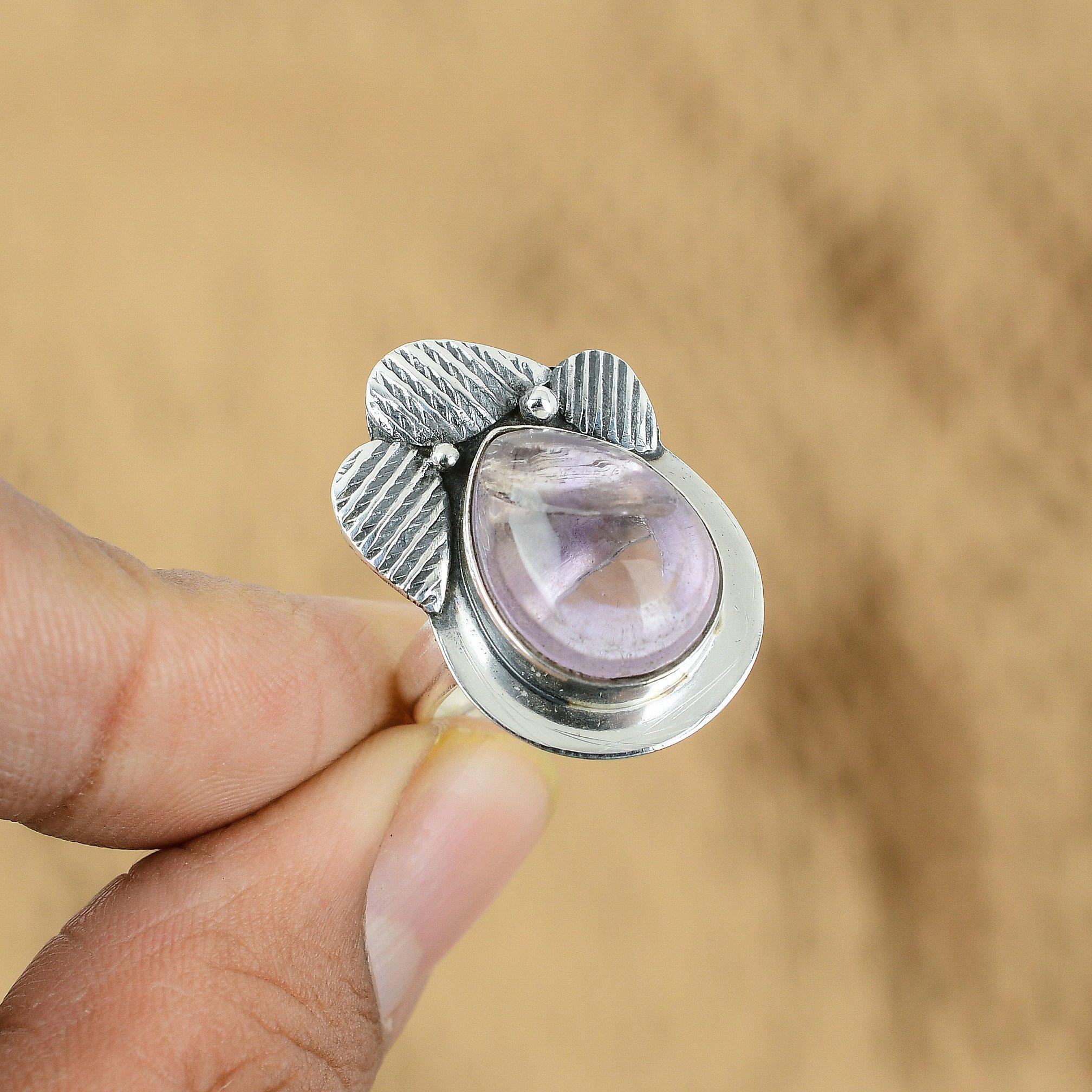 

Gift For Women Promise Adjustable Ring 925 Silver Natural African Amethyst Yes