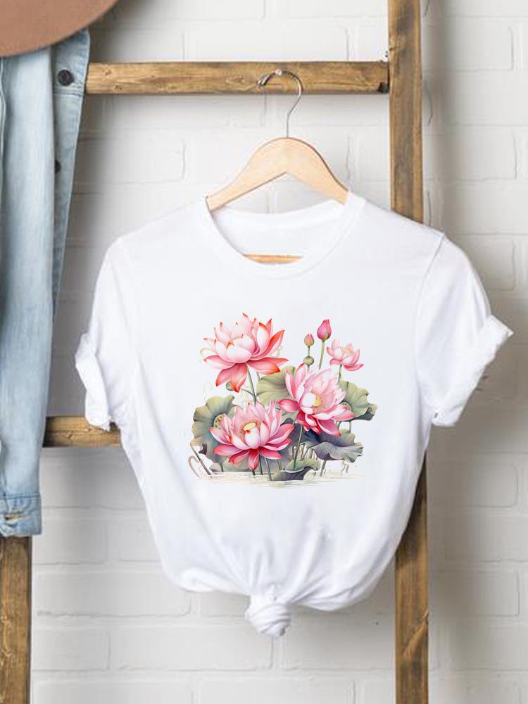 (Asian Size) lovely flower cute 90s  Print Female Women printing Fashion Tee Top Clothing T Shirt Woman Short Sleeve Graphic T-shirts