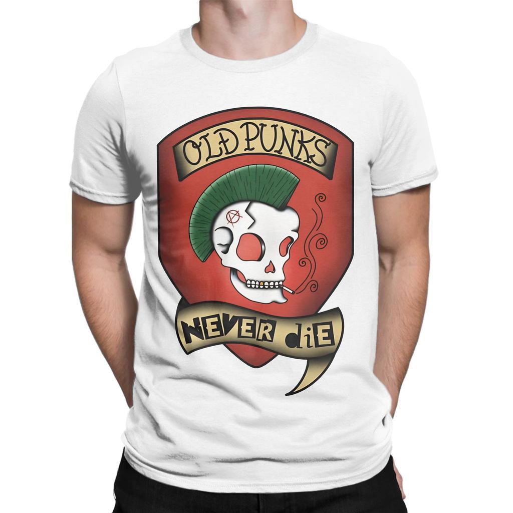 Old Punks Never Die Red Funny Graphic 100 Cotton TShirt Old Punks Never Die Tops Tees For Unisex