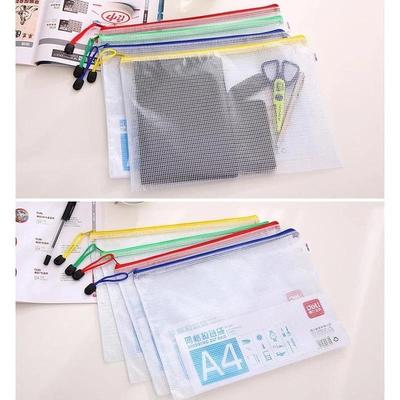 1 Unidad Bolsa de Malla con Cremallera de PVC Impermeable Carpeta para Productos de Archivo Almacenamiento para Hogar Oficina(Color aleatorio)