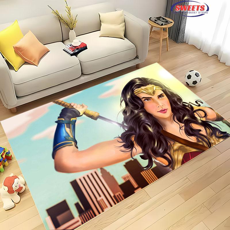 New Shelves! Classic DC Wonder Woman Carpet, Living Room Bedroom Office Children's Room of Choice, Non-slip Machine Washable Mat