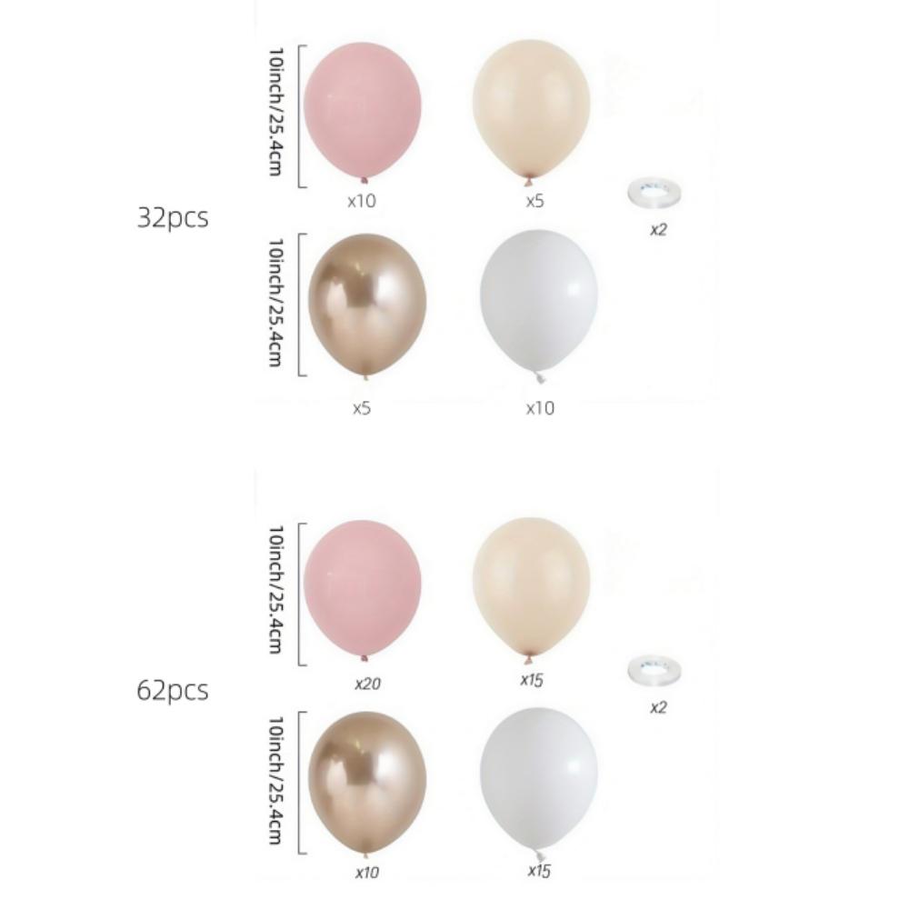32/62pcs Macaron Pink Retro Sand White Balloons Champagne Golden Balloond Set Suitable For Wedding, Birthday Party Decoration