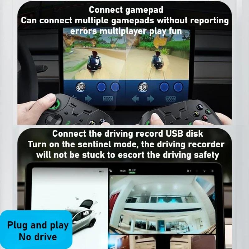 For Tesla Model 3 Y Glove Box USB Hub Docking Station 4-in-1 Extender Fast Charging Data Transfer Upgrade Car Accessories