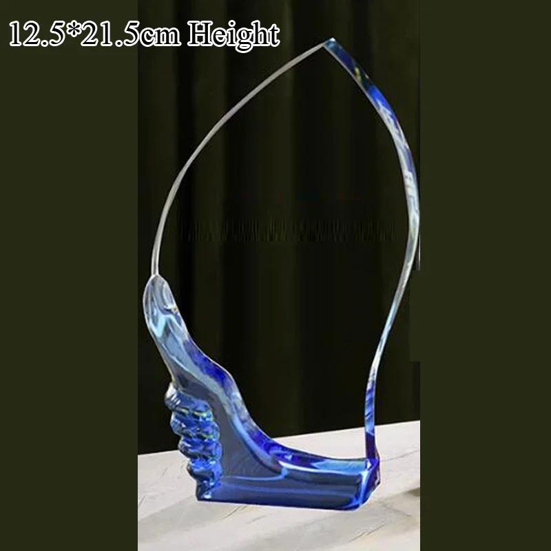 Customized Crystal Trophy Thumb Five Pointed Star Love Trophy Excellent Employee Souvenirs Homedecor Award, Lettering Medal, 1Pc
