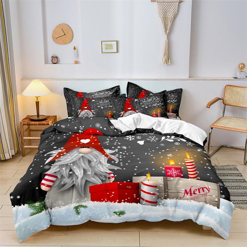 

3D-печатные рождественские постельные принадлежности, новогодние подарки, пуховые пододеяльники, наволочки, 2/3 шт., односпальная кровать, двуспальная кровать, полноразмерное новогоднее украшение, подарок DE 100x135cm