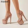 Eilyken Sommer Sexy Schmaler Riemen Damen Sandalen Extrem Hohe Absätze Mode Peep Toe Party Plateau Pumps Stripper Schuhe