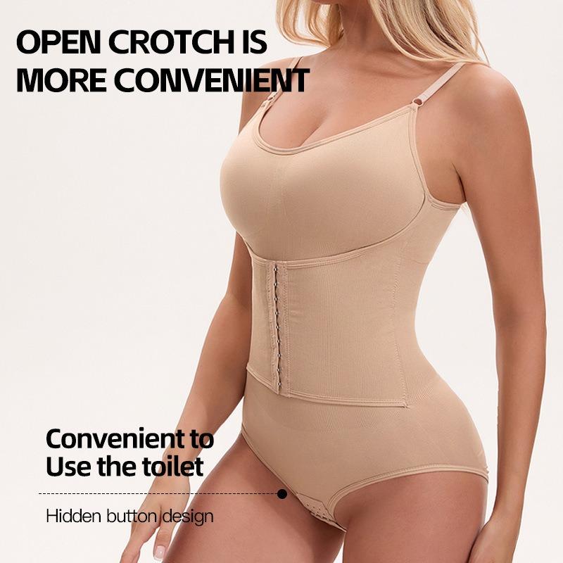 Damen Spaghetti-Träger Knopf Ganzkörper-Formwäsche Bauchkontrolle Taillenformer Bodysuit