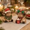 Indoor Holiday Scene Decorations 2/3Pcs Christmas Highland Cow Wooden Tabletop Sign, 2D Flat Yak Ornament Figurine with Garland Bow Hat, Festive