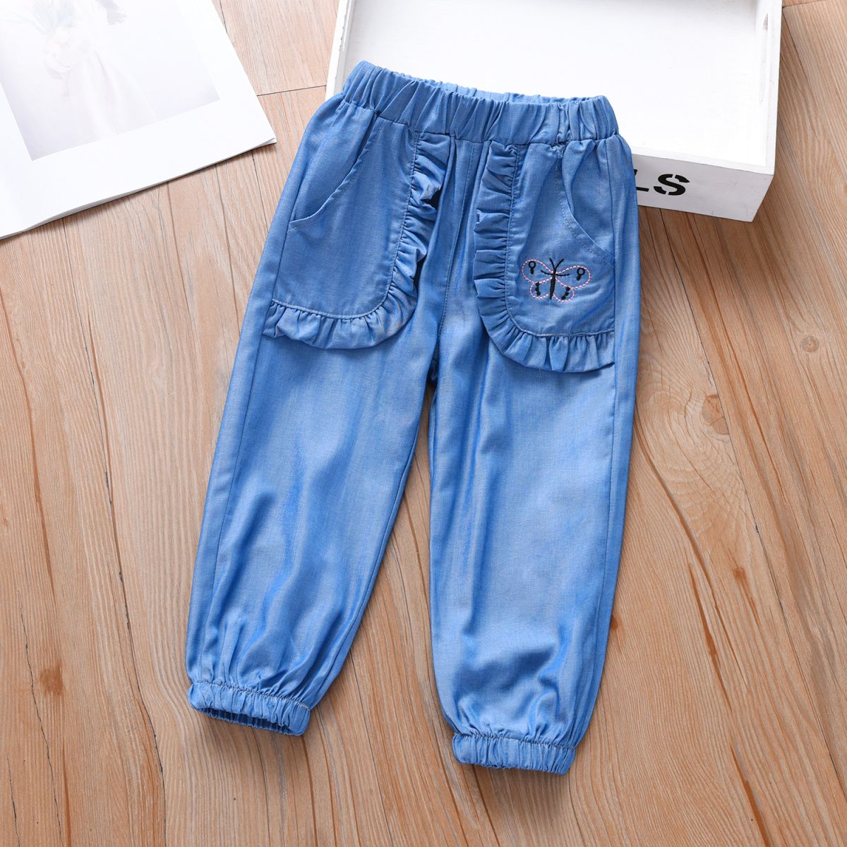 

Детские брюки с защитой от комаров, летние тонкие брюки, детские джинсы с карманами 130