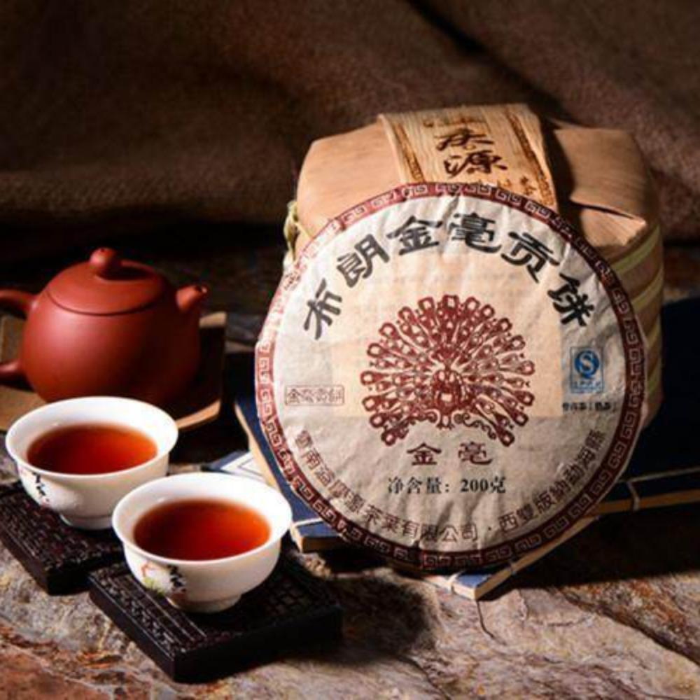 Yunnan Pu'er Tea 200g Ripe Tea Cake Jinmao Gong Cha Old Tree Fermented English: Yunnan Pu'er 200g Ripe Tea Cake Jinmao Gong Old Tree Fermented