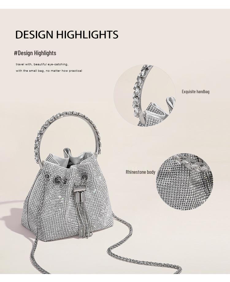 Dámská módní kbelíková taška s kamínky na rok 2023 - Celoplošný diamantový design Dionysus crossbody a podpažní trendy